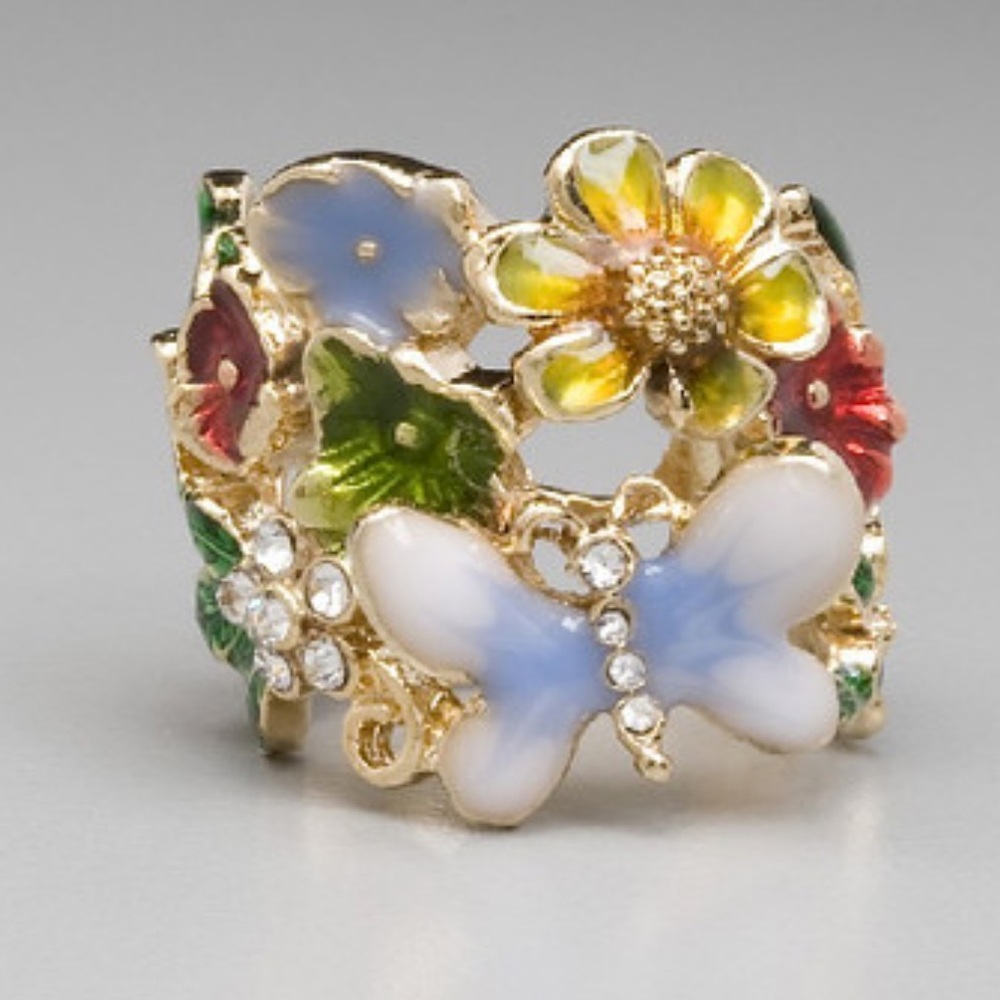 Guess Enamel Gold Tone Ring